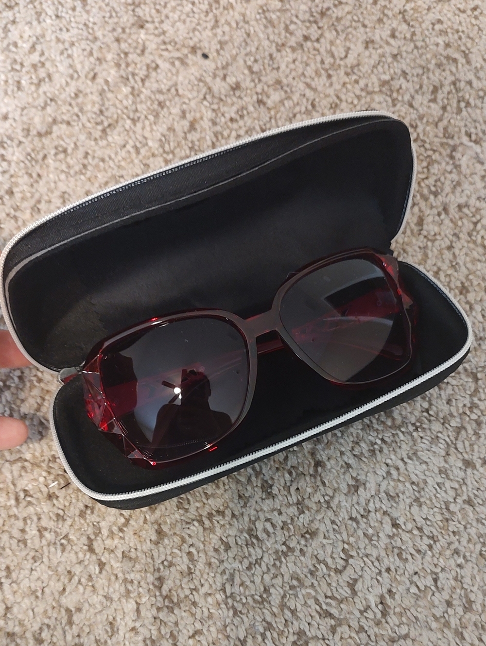 Women's Red Sunglasses with Protective Case